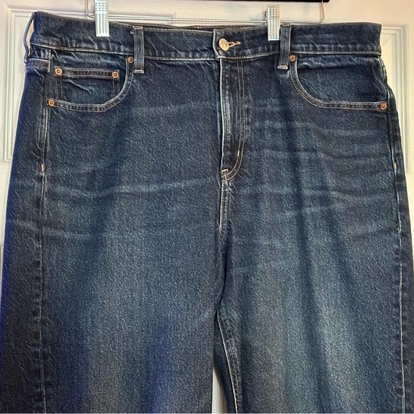 American Eagle Outfitters Dark Blue Denim super high-rise ankle straight Sz 16R - Picture 5 of 7